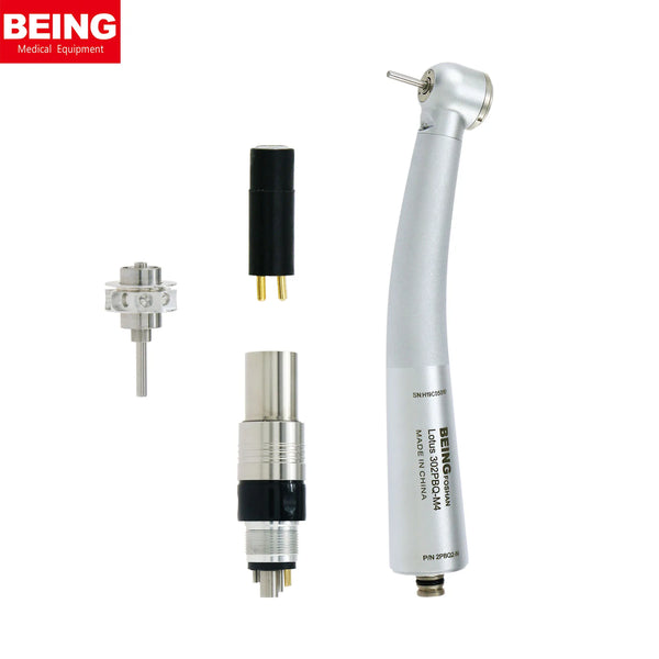 BEING Dental Fiber Optic Push Button LED High Speed Handpiece Turbine 302PBQ-N LED Coupler 6Pin Compatible NSK Machlite/Phatelus