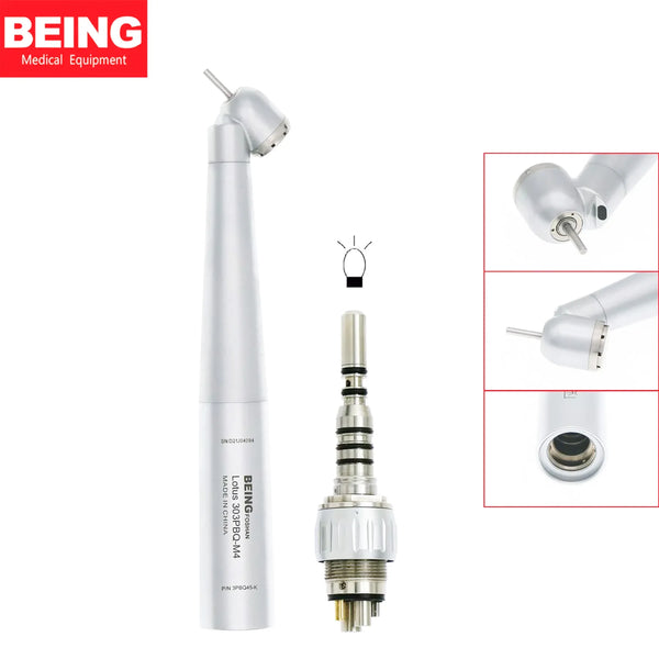BEING Dental Surgical Fiber Optic 45° High Speed Handpiece 303PBQ45-K LED Coupling 6 Holes Compatible KaVo MULTIflex
