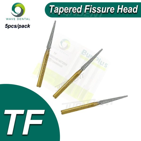 WAVE Dental Tungsten Carbide Burs 12 Bladed Trimming and Finishing Bur Gold Plated TF Dental Drill For High Speed Dentistry Tool