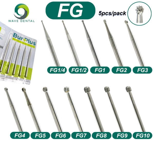 WAVE Dental Burs Tungsten Carbide Burs Dentistry Drill Bits Round Head FG High Speed Dental Bur 5Pcs/Pack Dentistry Accessories