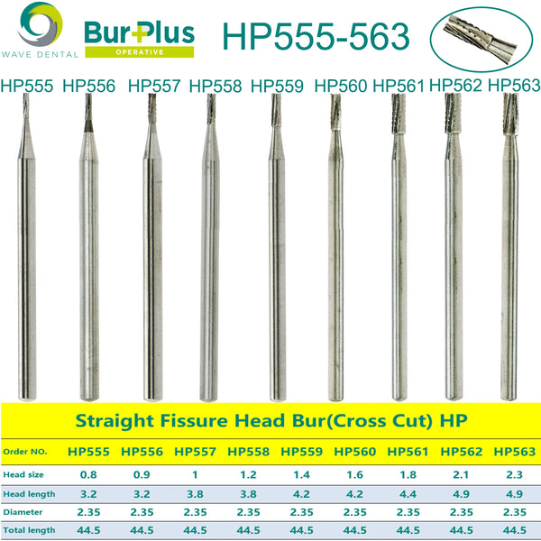 Dental Tungsten Carbide Bur Straight Fissure Head Slow Bur Dentistry Drill HP For Low Speed Straight or Micro Motor Handpiece