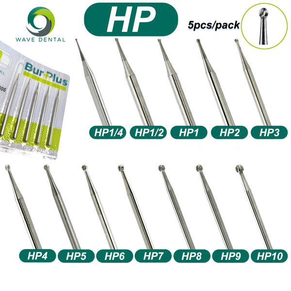 WAVE Dental Carbide Burs Tungsten Steel Round Head Low Speed HP Dentistry Drills 5Pcs/Pack Dentist Tools